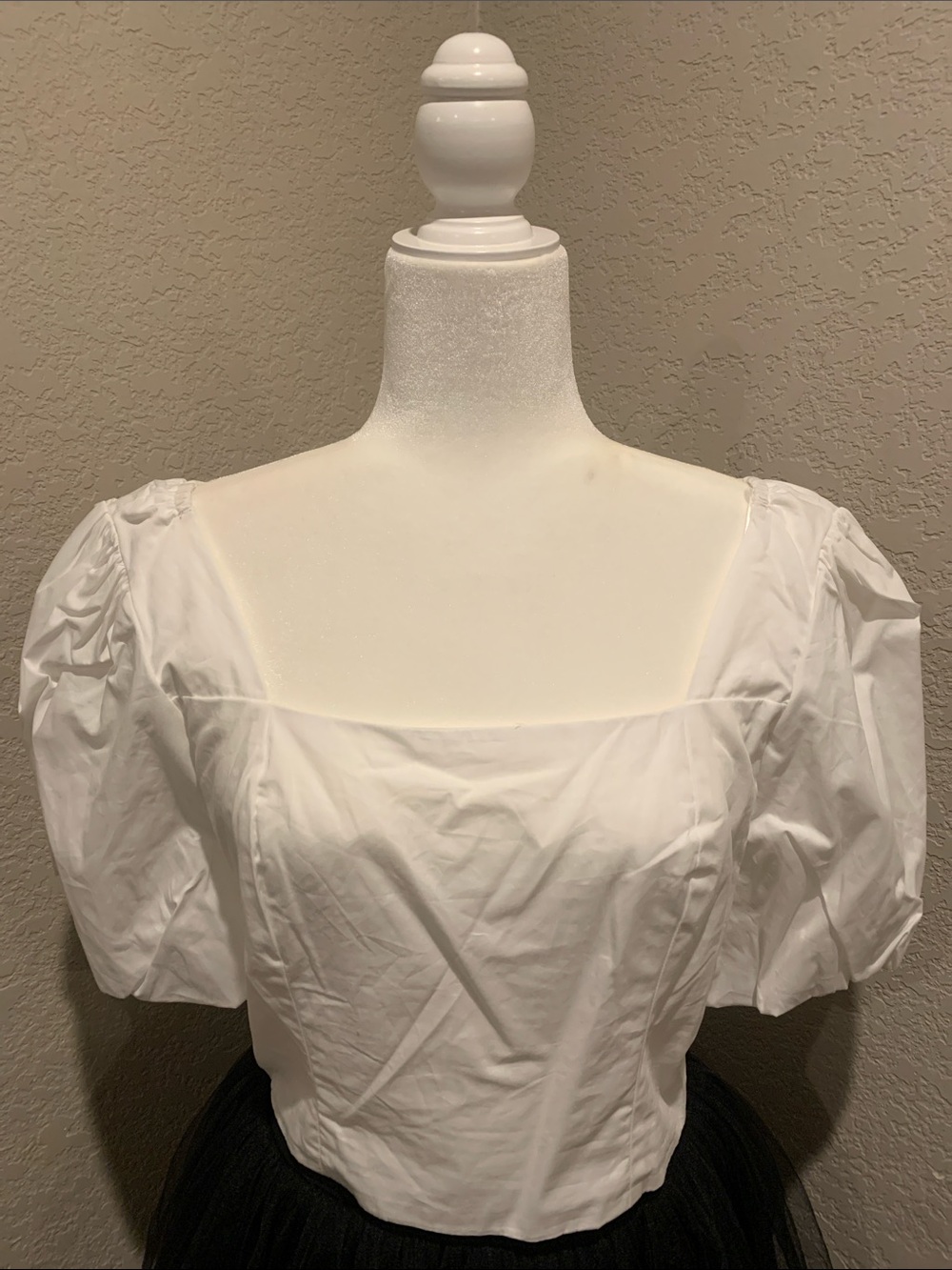 GB girls White Square Neck Puff Sleeve Crop Top
